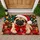 Santa Hat Pug and Festive Lights for Christmas Cheer in Cozy Homes and Pet Lovers Doormat - 1
