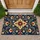 Navy Blue Folk Floral Medallion for a Warm, Welcoming Entryway and Cozy Home Style Doormat - 1