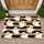 Cute White Ghosts on Black and Tan Stripes for Spooky Seasonal Entryway Charm Doormat - 1