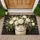 White Rose Bouquet in Vintage Iron Bucket for Farmhouse Entryway and Cottage Home Doormat - 1