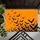 Black Bat Flock on Golden Orange for Halloween Entryway and Seasonal Home Decorating Doormat - 5