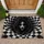 Monochrome Horror Face In Optical Checkerboard Vortex For Halloween Night Decor Doormat - 1