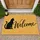 Black Cat Silhouette Welcome Lettering for Pet Lovers and Cozy Farmhouse Home Entryways Doormat - 1