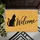 Black Cat Silhouette Welcome Lettering for Pet Lovers and Cozy Farmhouse Home Entryways Doormat - 5