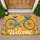 Blue Bicycle Welcome With Flower Basket for Cheerful Everyday Home Entryways and Cyclists Doormat - 1