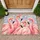 Pink Flamingo Winter Gathering for Whimsical Christmas Seasonal Home Decor Doormat - 1