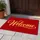 Elegant Golden Welcome Script on Deep Red Field for Festive Front Entry Hospitality Doormat - 4