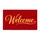 Elegant Golden Welcome Script on Deep Red Field for Festive Front Entry Hospitality Doormat - 6