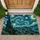 Swirling Teal Night Sky And Cypress Trees For A Calm, Artful Home Entryway Accent Doormat - 1