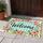 Teal Gingham Welcome With Watercolor Blooms for Cheerful Farmhouse Entryway Decor Doormat - 4