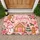 Pink Christmas Gingerbread House and Snowman Holiday Cheer for Cozy Seasonal Homes Doormat - 1