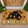 Black Cat Pouncing With Beware Of Cat Saying For Playful Cat-Loving Home Entryways Doormat - 1