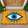 Cobalt Blue Eye Symbol with Folk Art Border for a Bold Colorful Entryway Home Doormat - 1