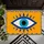 Cobalt Blue Eye Symbol with Folk Art Border for a Bold Colorful Entryway Home Doormat - 5