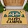 Teal Camper Trailer and Happy Camper Saying for Camping Enthusiasts and Outdoor Lovers Doormat - 1