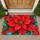 Red Poinsettia on Bright Blue for Christmas Cheer and Festive Seasonal Entryway Style Doormat - 1