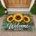 Turquoise Sunflowers Welcome Home Rustic Farmhouse Entryway Country House Style Doormat - 1