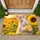 White Rabbit Holding a Golden Heart Among Sunflowers for Cozy Cottage Living Style Doormat - 1