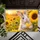White Rabbit Holding a Golden Heart Among Sunflowers for Cozy Cottage Living Style Doormat - 5