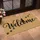 Black Cat Welcome Script with Paw Prints for Cozy Cat Lover Entryway and Home Style Doormat - 2
