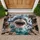 Great White Shark Breaking Through Weathered Pier for Dramatic Coastal Home Decor Doormat - 1