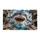 Great White Shark Breaking Through Weathered Pier for Dramatic Coastal Home Decor Doormat - 6
