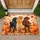 Three Cozy Dogs with Pumpkins and Autumn Leaves for a Warm Fall Home Entryway Doormat - 1