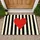 Black And Ivory Stripes With Red Heart For A Bold Everyday Entryway Style Classic Doormat - 1