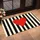 Black And Ivory Stripes With Red Heart For A Bold Everyday Entryway Style Classic Doormat - 2