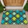 Teal And Lime Quatrefoil Motifs For A Colorful Modern Entryway, Contemporary Home Doormat - 1