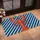 Red Lobster on Nautical Blue Stripes for Coastal Homes and Seaside Inspired Living Doormat - 2