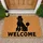 Black Poodle Silhouette with Welcome Lettering for Cheerful Dog-Loving Home Entries Doormat - 1