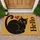 Black Curled Cat and Red Heart for Cozy Pet-Loving Homes and Cat Enthusiasts Doormat - 1