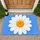 Oversized White Chrysanthemum on Fresh Blue for Cheerful Everyday Home Entryways Doormat - 1