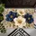 Navy Ivory Gold Floral Bouquet for Elegant Home Entryway Style Doormat - 5
