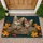 Two Tabby Kittens Peeking From Rustic Wood, Cozy Autumn Home Accent for Cat Lovers Doormat - 1
