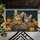 Two Tabby Kittens Peeking From Rustic Wood, Cozy Autumn Home Accent for Cat Lovers Doormat - 5