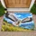 White Eagle Over Blue Sky Grassland for Nature Lovers and Outdoor Living Doormat - 1