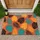 Tropical Leaf Motif in Terracotta, Turquoise and Gold for a Sunny Home Entry Doormat - 1