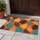 Tropical Leaf Motif in Terracotta, Turquoise and Gold for a Sunny Home Entry Doormat - 4