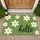White Daisy Hello on Green Background for Cheerful Spring Entryway Home Decor Doormat - 1