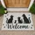 Black Cat Silhouettes and Mouse Welcome for Cat Lovers’ Entryway Housewarming Gift Doormat - 1