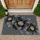 Three Charcoal Gray and Gold Floral Blooms for Calm, Elegant Everyday Home Entryways Doormat - 1
