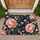 Navy Blue Peonies And Gold Botanicals For Refined Everyday Entryway Living Style Doormat - 1