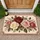 Vintage Burgundy Rose Bouquet for Romantic Farmhouse Entryways and Cottage Home Style Doormat - 1