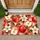 Red Plaid Apples and Blossoms for Cheerful Farmhouse Kitchen and Entryway Style Doormat - 1