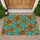Turquoise Blue And Brown Daisy Blooms For Cheerful Cottage Entryway And Home Style Doormat - 1
