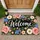 Floral Welcome Lettering With Colorful Garden Blooms for Housewarming Gifts Doormat - 1