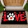 Red Love Paw And Heart Motif For Valentine Cheer In Dog And Cat Loving Homes Doormat - 1
