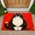 Black And White Cat On Vivid Red Ground For Playful Cat Lover Home Entryway Decor Doormat - 1